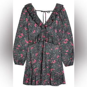 NWT Topshop Double-V Long Sleeve Jersey Mini Dress